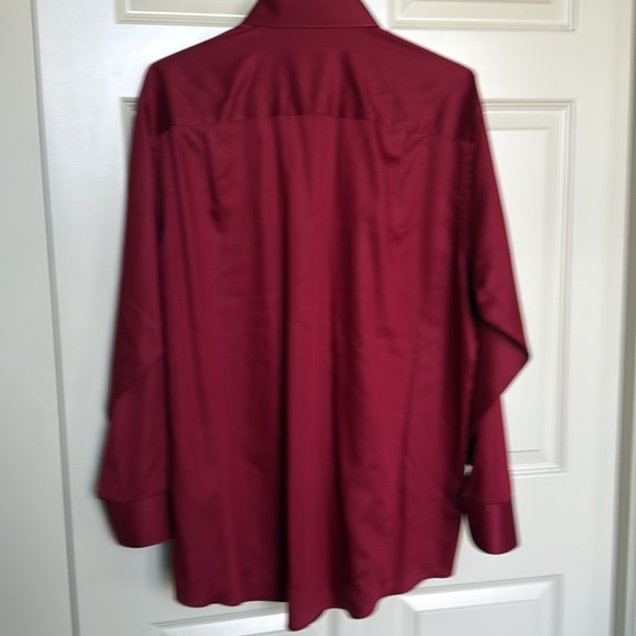 Geoffrey Beene sateen button up shirt red burgundy Long sleeved XL 17 34/35 - Picture 5 of 5